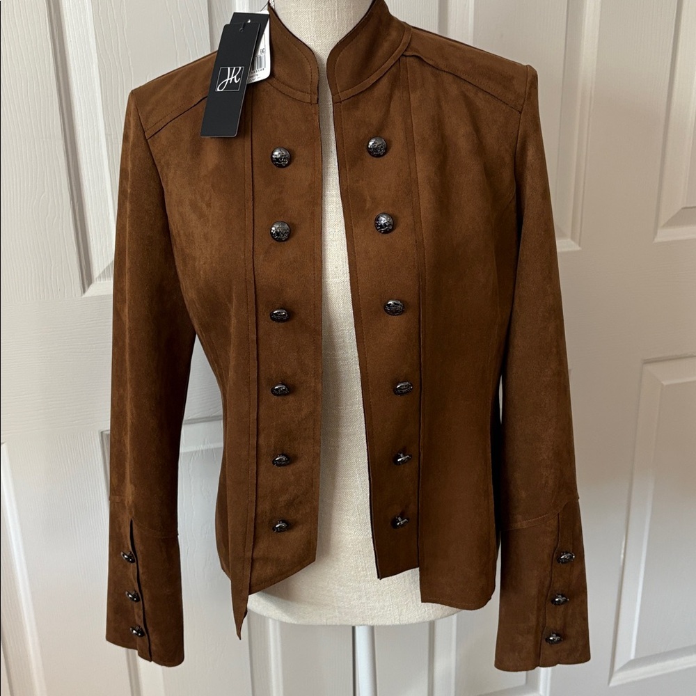 NWT Stunning Joseph Ribkoff Jacket-Suede Look Brown Cropped Jacket Sz4